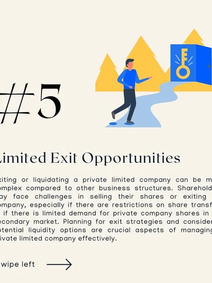 Fact 5: Exiting or liquidating a private limited company can be complex. It's crucial to plan your exit strategy early, considering potential restrictions on selling or transferring shares.