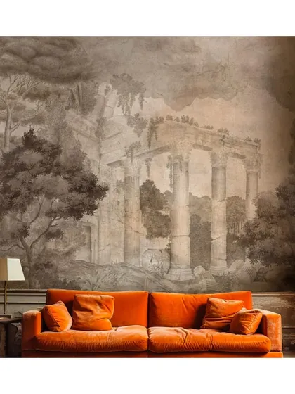 Transform your walls into a work of art with our panoramic wallpapers. This design, featuring classical ruins, creates an immersive, continuous visual that brings a sense of history, drama, and openness to a residential or commercial space.
