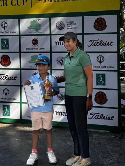 Samar Singh celebrating his runner-up finish and a personal best tournament score.