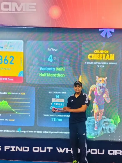 As a coach, I lead by example. This is from my own performance at the Vedanta Delhi Half Marathon, where I ranked 14th in my category. I know the grind because I live the grind.