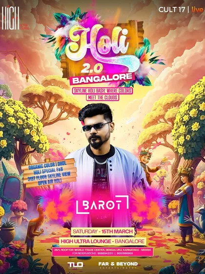 An individual artist feature for Barot at our skyline Holi bash. This highlights the talent we bring to create a premium music experience.