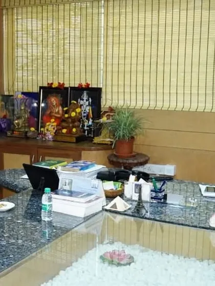 In a meeting with the college chairman, Dr. M. Rukmangadha Naidu, before the graduation ceremony.