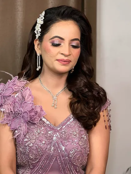 Another angle of the engagement look, with eyes closed to show the delicate shimmer and flawless base.