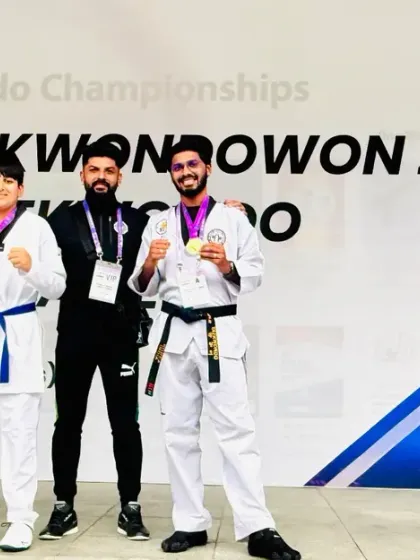 Celebrating victory with my students at the Muju Taekwondowon 2025 World Taekwondo Diamond Game. Their hard work and dedication paid off on the world stage.