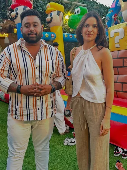 With Natasha Dalal at a private event. It's always wonderful to meet and entertain guests in a relaxed and fun atmosphere.
