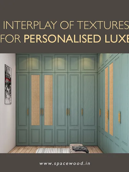 This built-in wardrobe demonstrates our ability to personalize your space with unique textures and colors. The sage green paneling is complemented by woven inserts, creating a custom look that is both elegant and full of character, turning storage into a statement piece.