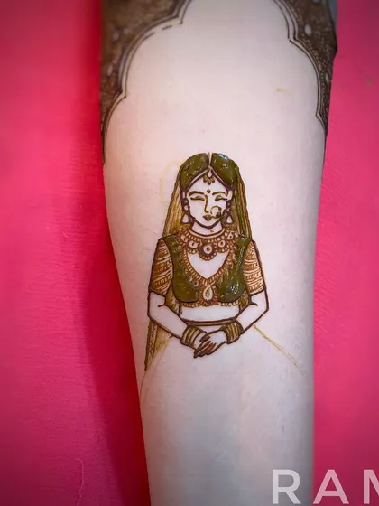 The same portrait, now with the face and details carefully drawn in. This shows the transformation from a stylized figure to a detailed character.