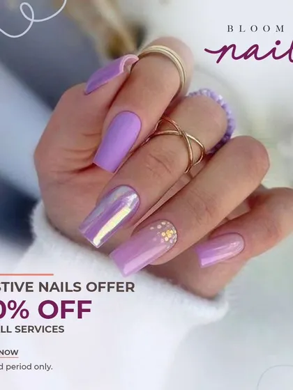 Another view of this gorgeous lilac set, showing off the long square shape and different finishes.