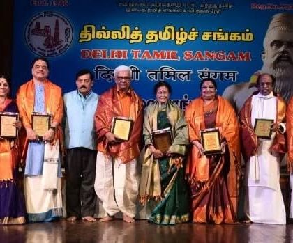 I was delighted to be felicitated by the Delhi Tamil Sangam alongside other Sangeet Natak Akademi awardees. It was an honor to share the stage with such distinguished artists from different fields of music and drama.