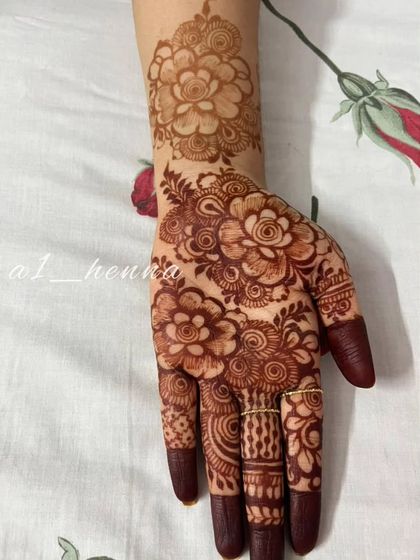 Another angle of the deep floral stain, highlighting the contrast and beauty of the design.