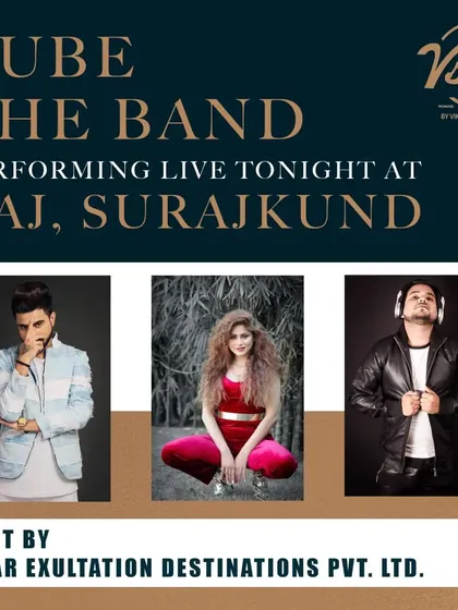 We were live at the Taj, Surajkund for a private event. This poster shows the core members of Kube The Band ready to take the stage.