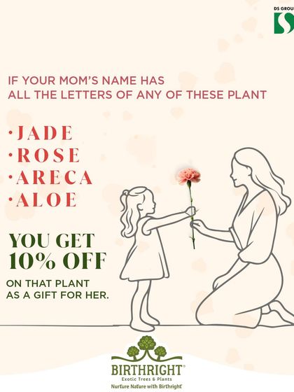 What's in a name? This Mother's Day, it could be a discount! If your mom's name shares letters with plants like Jade, Rose, Areca, or Aloe, I'm offering a special price on that plant for her.