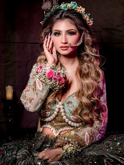 Another angle of the floral look, showcasing the beautiful outfit and the overall bohemian, romantic vibe.