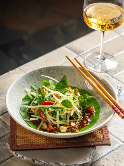 A fresh and vibrant Thai papaya salad from Camo, Noida.