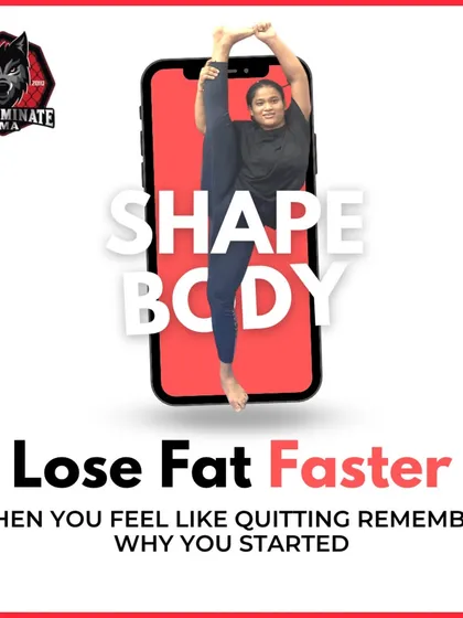 Shape your body and lose fat faster. A female student shows incredible flexibility, a result of our comprehensive training programs.