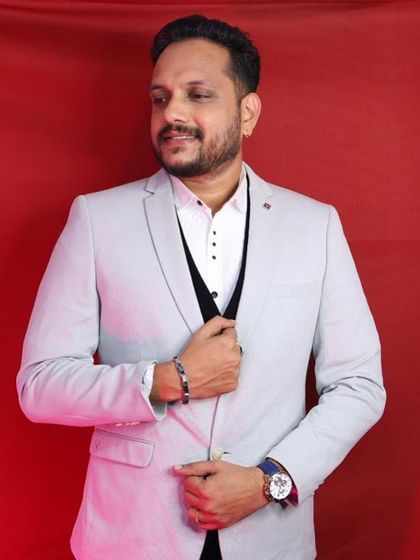 Another angle of our light grey blazer, showing its clean cut and fit. You can rent just the blazer or the full set to complete your look for your next event.