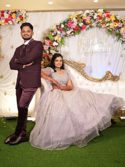 Sparkling through the engagement night. This lavender ball gown glitters with every movement, making you the center of attention during your ring ceremony.