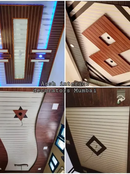 A collection of PVC ceiling designs that combine different colors and textures. You can see how I mix wood grain with white panels and use creative shapes to build a unique look.