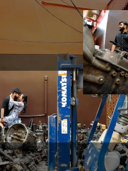 An unconventional and edgy photoshoot in a junkyard, proving that a destination shoot can be whatever you want it to be.