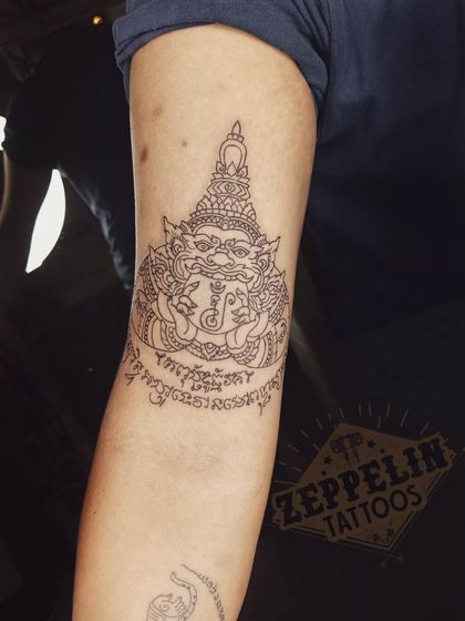 A traditional Sak Yant tattoo. My course delves into the cultural significance and specific techniques required for different traditional tattoo styles from around the world.