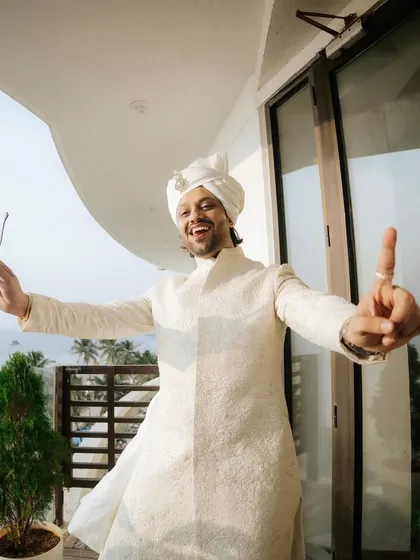 The groom is ready for his big day! A fun, candid shot before he heads to the ceremony.
