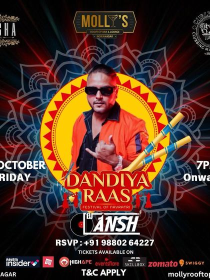 The poster for Dandiya Raas at Molly's Rooftop. I love spinning for these high-energy Navratri events.