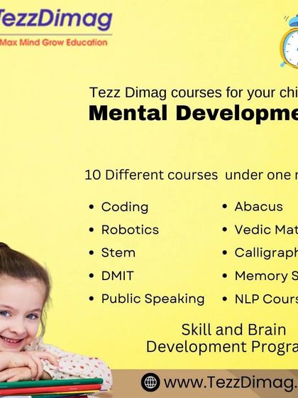 An infographic listing our 10 different courses for your child's mental development, including Coding, Robotics, STEM, and Memory Science.