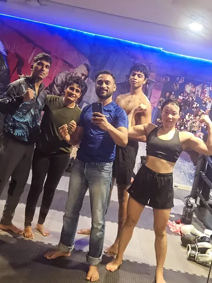 A post-training photo with some of our fighters. We are a close-knit team that supports each other both inside and outside the gym.