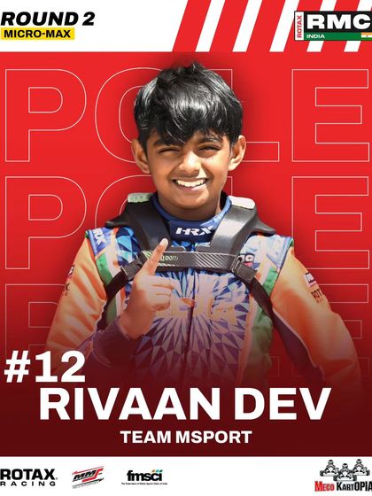 Rivaan Dev Preetham takes pole in the Micro Max qualifying for Round 2.