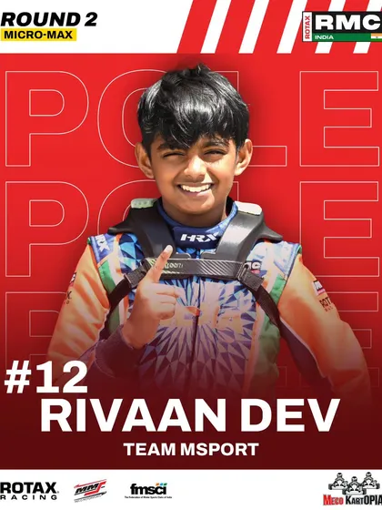 Rivaan Dev Preetham takes pole in the Micro Max qualifying for Round 2.