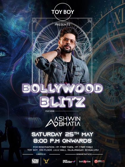 The Bollywood Blitz is back with the king. A poster for my special event at ToyBoy Bengaluru, a night dedicated to pure Bollywood madness.