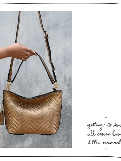 The Little Namrata held as a grab bag, showcasing its compact yet spacious design.