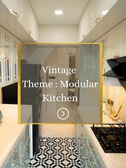 A title card introducing the Vintage Theme Modular Kitchen project.