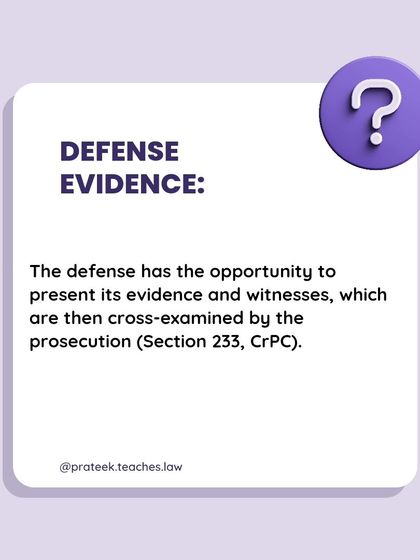 The defense is given the opportunity to present its own evidence and witnesses. The prosecution then cross-examines the defense witnesses as per Section 233 of the CrPC.