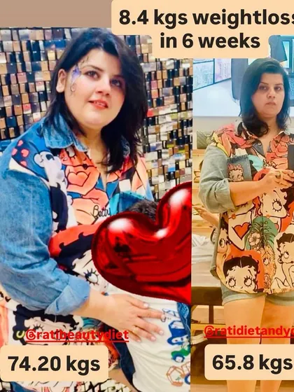 Heena's 8.4 kg transformation in 6 weeks. She had an amazing experience with no complaints and is now recommending the program to everyone.