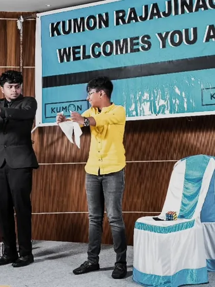 Another great volunteer from the Kumon show helping me with a classic silk illusion. I make sure my interactions are fun and encouraging, so every child who comes on stage has a positive experience.
