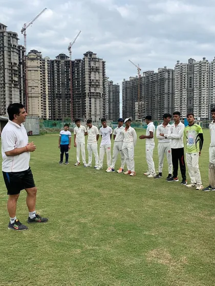 Head Coach Jayant Sanwal giving instructions to the boys on the field. Direct feedback and on-ground coaching are central to how we improve our players' game.