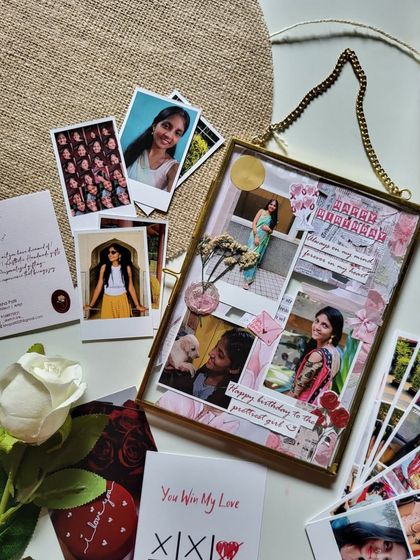 A full view of the birthday hamper, with the custom frame as the centerpiece. It’s a collection of thoughtful items that show how much you care.