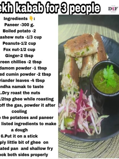 A Navratri special recipe for Seekh Kebab. Made with paneer and potatoes, it's a perfect snack for fasting days.