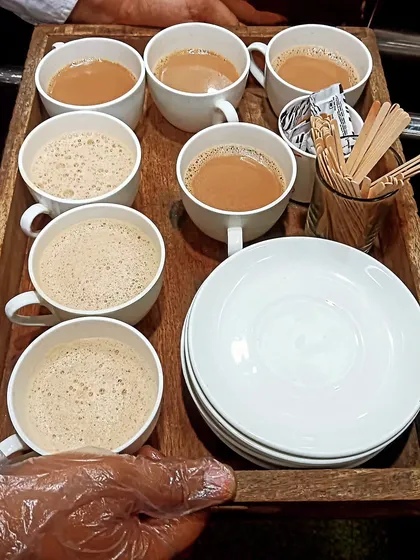 A simple tray of freshly brewed tea and coffee, ready to be served. My beverage service is perfect for corporate meetings, high-tea events, or as a warm welcome for your guests.