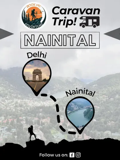 A simple and clear graphic showing our caravan trip route from Delhi to Nainital.