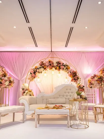 We cater for events of all scales, including elegant pre-wedding functions like this Kurmai and Chunni ceremony. Our food and service complement the beautiful decor and joyous atmosphere.