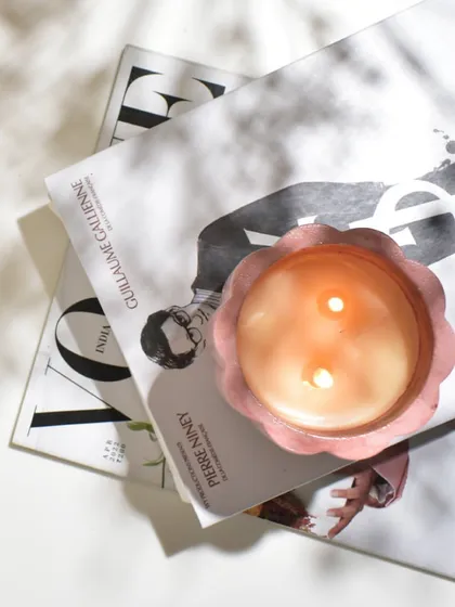 Relaxing and unwinding after a busy Diwali. Our Daisy Jar candle is perfect for creating a calm mood.