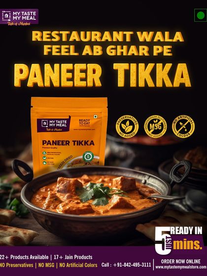 Get that restaurant-wala feel at home with my Paneer Tikka. It's creamy, rich, and ready to eat in just 5 minutes.