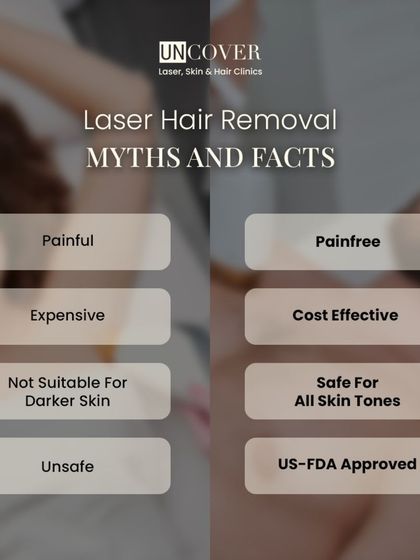 Let's clear up some common myths about laser hair removal. It is not painful, unsafe, or only for light skin. Our treatments are pain-free, US-FDA approved, and safe for all skin tones, making them cost effective in the long run.
