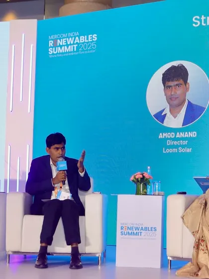 My founder speaking at the Mercom India Renewables Summit 2025, where he was honored for his visionary leadership in accelerating India's clean energy transition.