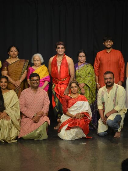 The full troupe of dancers and musicians for the "Shashti Varna Chakra" series. It was an honor to host such esteemed artists.