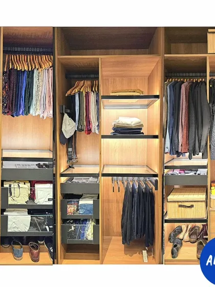 This is the 'after' of a walk-in closet we set up for a client's new home. By creating a system with clear visibility and easy access, we turned this space into a calm, boutique-like experience for stressful mornings.