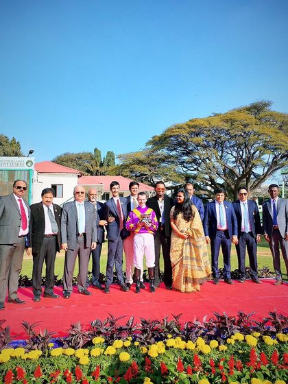 The winning connections of the Narasimharaja Cup.