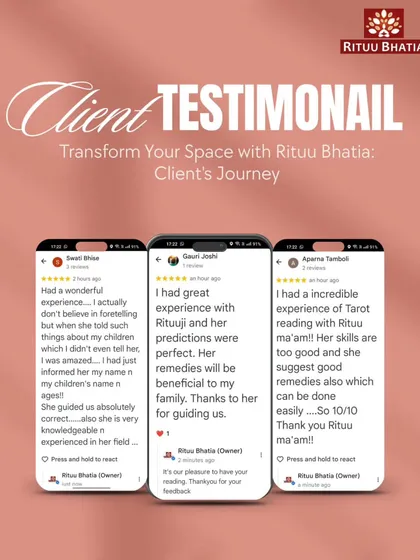 Seeing my clients find clarity and transformation is the greatest reward of my work. This image shows just a few of the heartfelt experiences people have shared after a tarot reading or by using my remedies. Their trust and their journeys from confusion to confidence inspire me every single day.